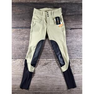 NWT Kerrits Arena Breeches XS Tan Black Equestrian Riding Pants Riding Breeches